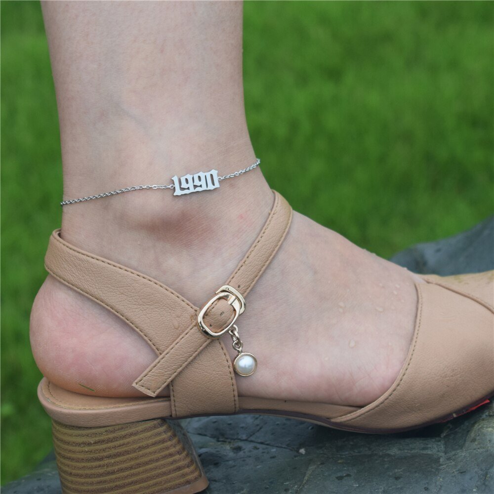 Birth Year Anklet Leg Bracelet For Women Foot Jewelry Vintage Feet ...