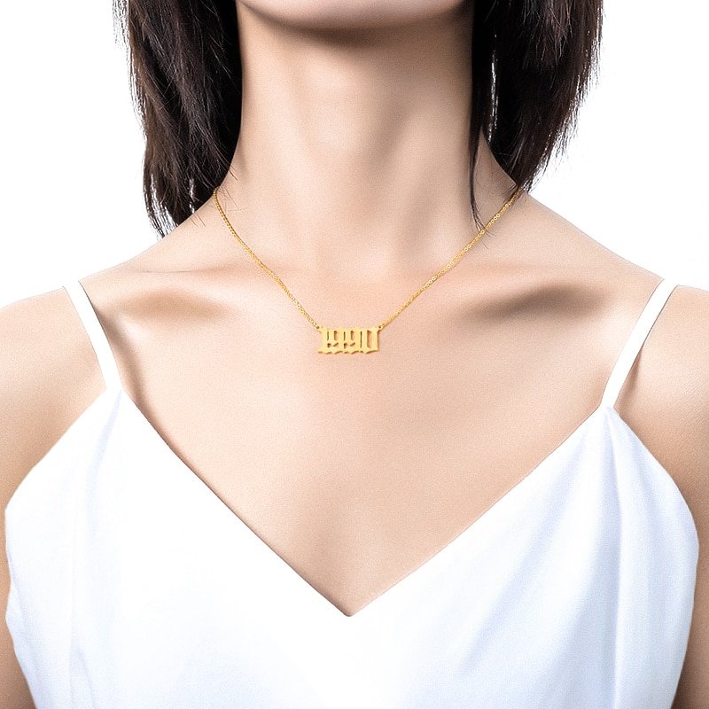 Stainless Steel Birth Year Necklaces For Women Men Gold Silver Color Chain Choker Male Female Pendant Necklace Fashion Jewelry Stainless Steel Birth Year Necklaces For Women Men Gold Silver Color Chain Choker Male Female Pendant Necklace Fashion Jewelry