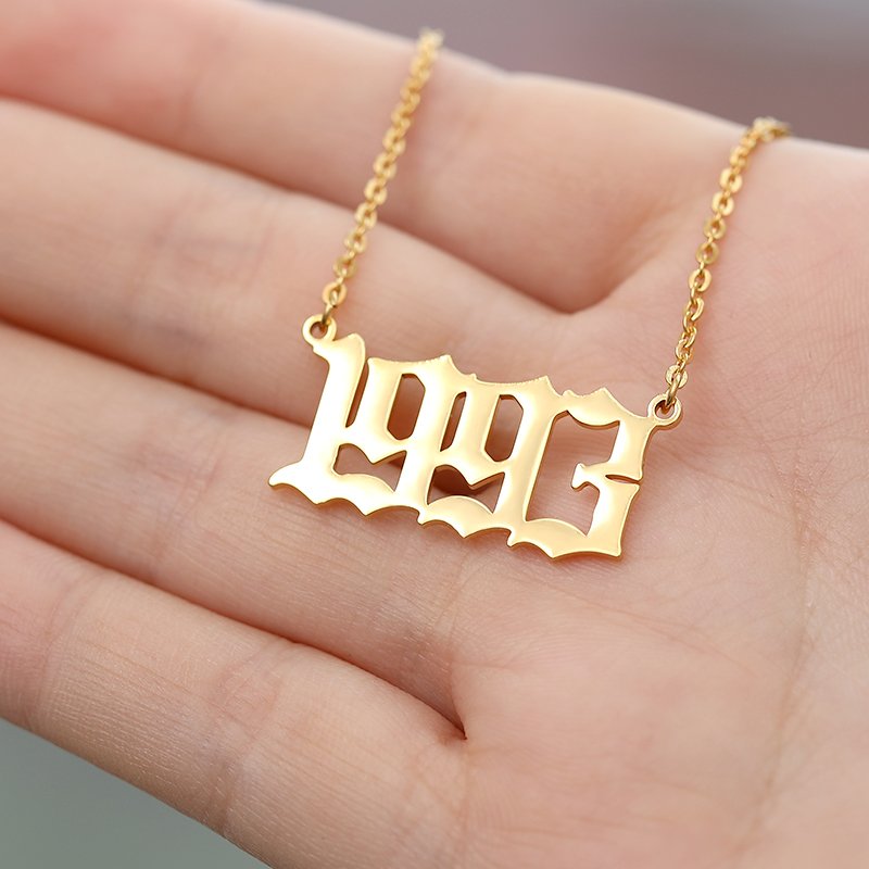 Stainless Steel Birth Year Necklaces For Women Men Gold Silver Color Chain Choker Male Female Pendant Necklace Fashion Jewelry Stainless Steel Birth Year Necklaces For Women Men Gold Silver Color Chain Choker Male Female Pendant Necklace Fashion Jewelry