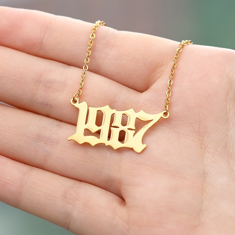 Stainless Steel Birth Year Necklaces For Women Men Gold Silver Color Chain Choker Male Female Pendant Necklace Fashion Jewelry Stainless Steel Birth Year Necklaces For Women Men Gold Silver Color Chain Choker Male Female Pendant Necklace Fashion Jewelry