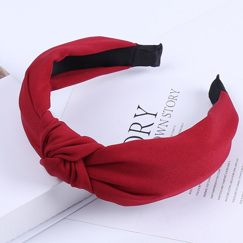 Solid Color Knot Headbands for Women Simple Fabric Girls Hairband Women Hair Accessories Wide Side Hair Band Solid Color Knot Headbands for Women Simple Fabric Girls Hairband Women Hair Accessories Wide Side Hair Band