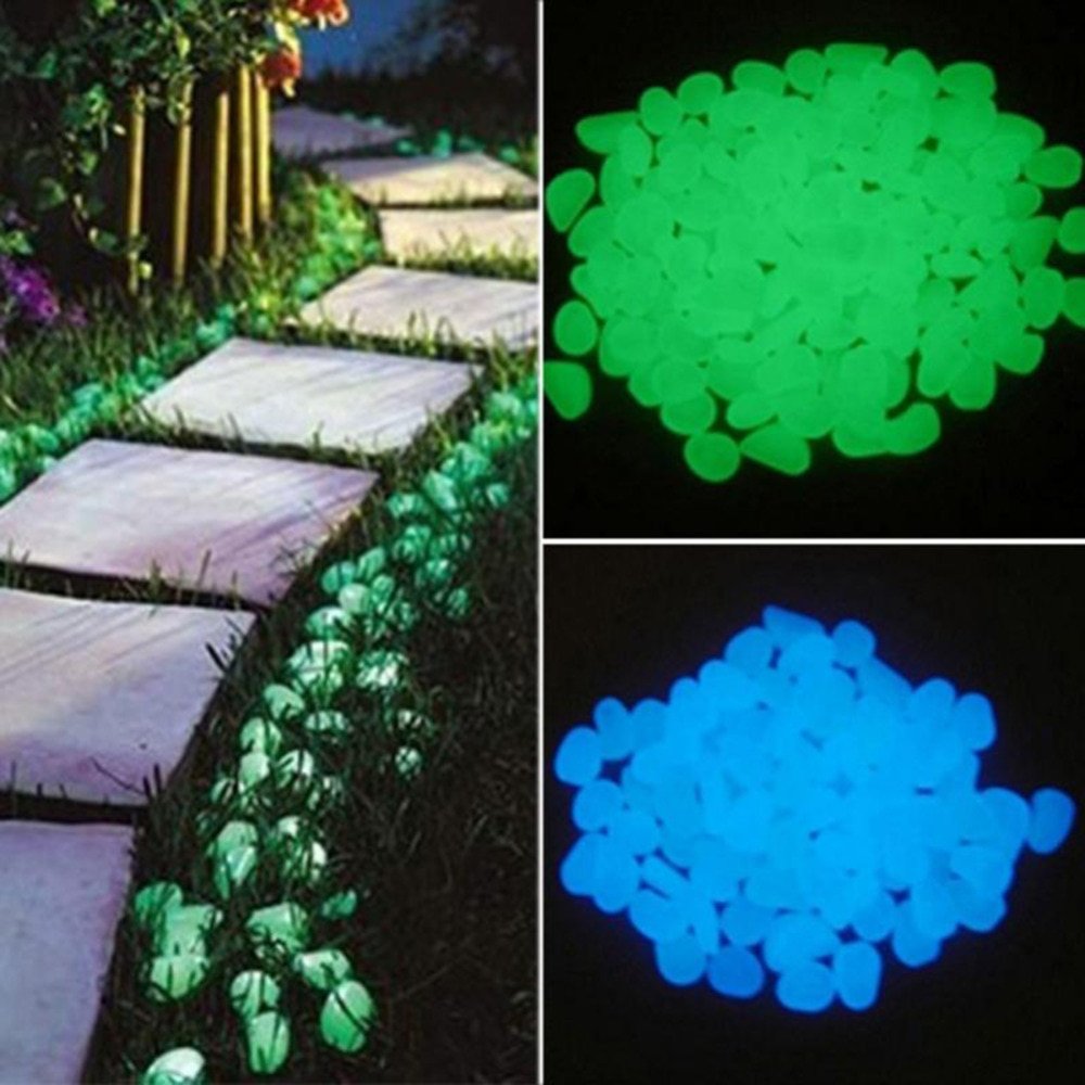 50Pcs Glow in the Dark Garden Pebbles Glow Stones Rocks for Walkways