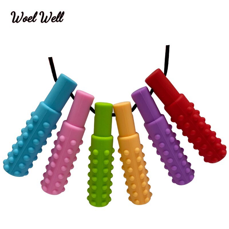 Baby Silicone Teether Kids Chew Necklace Sensory Chewy Pendant Oral ...